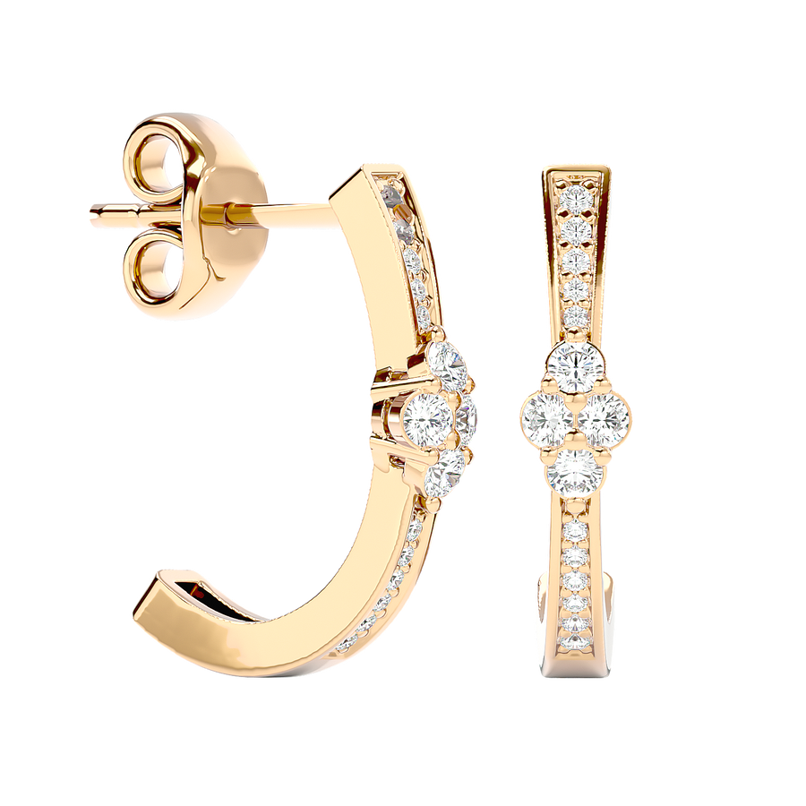 Diamond Cluster Half Hoop Earrings