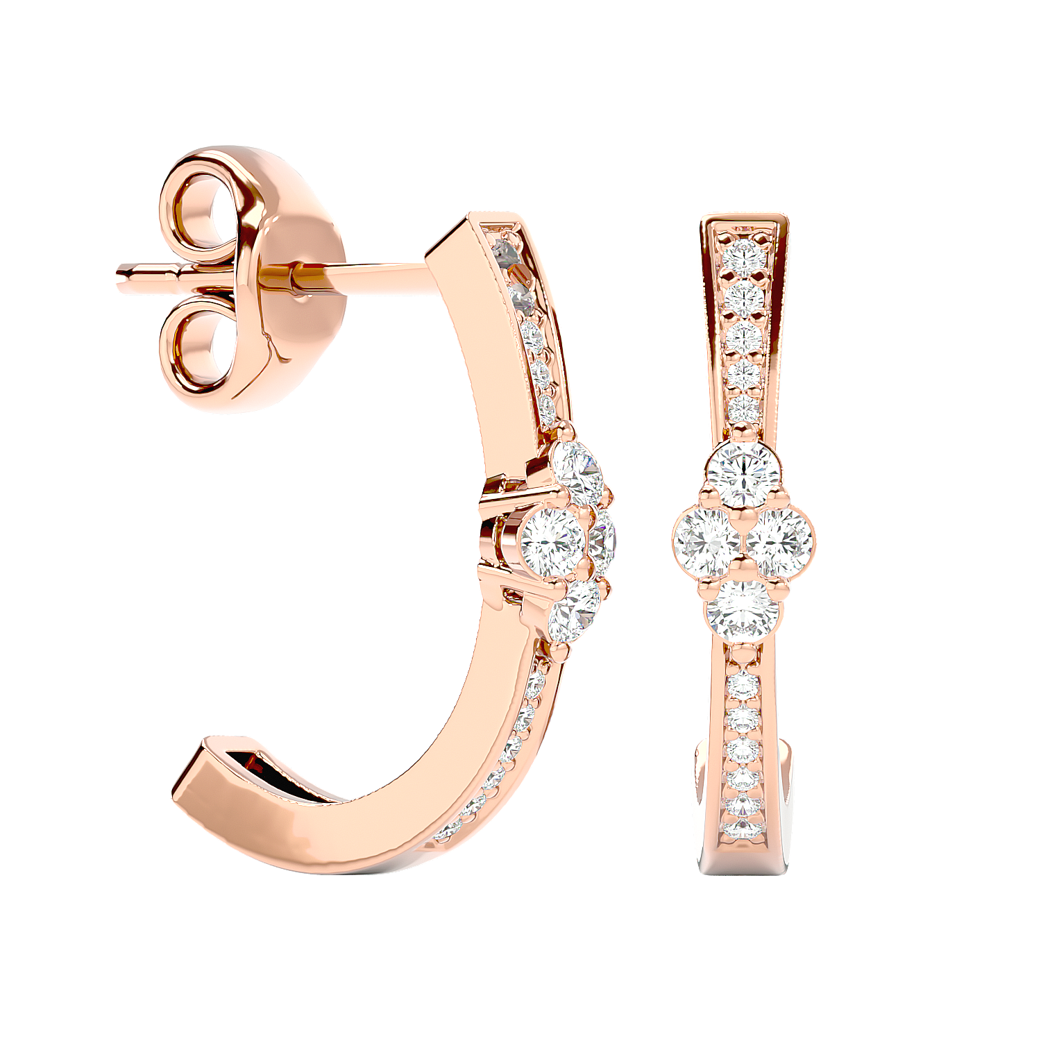 Diamond Cluster Half Hoop Earrings