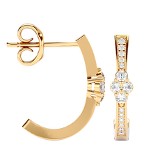 Diamond Cluster Half Hoop Earrings
