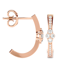 Diamond Cluster Half Hoop Earrings