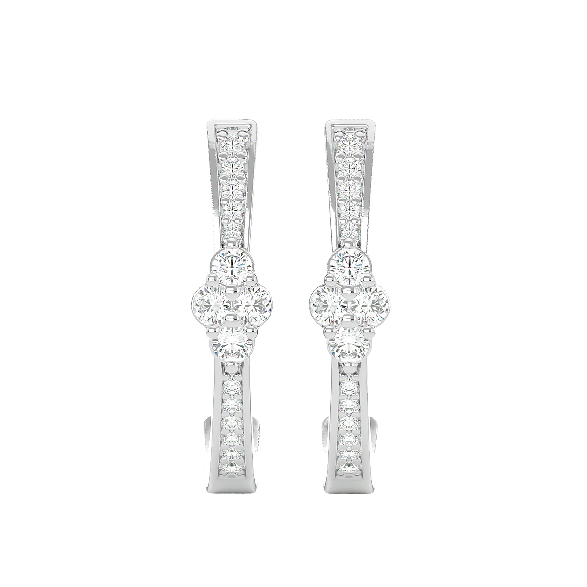 Diamond Cluster Half Hoop Earrings