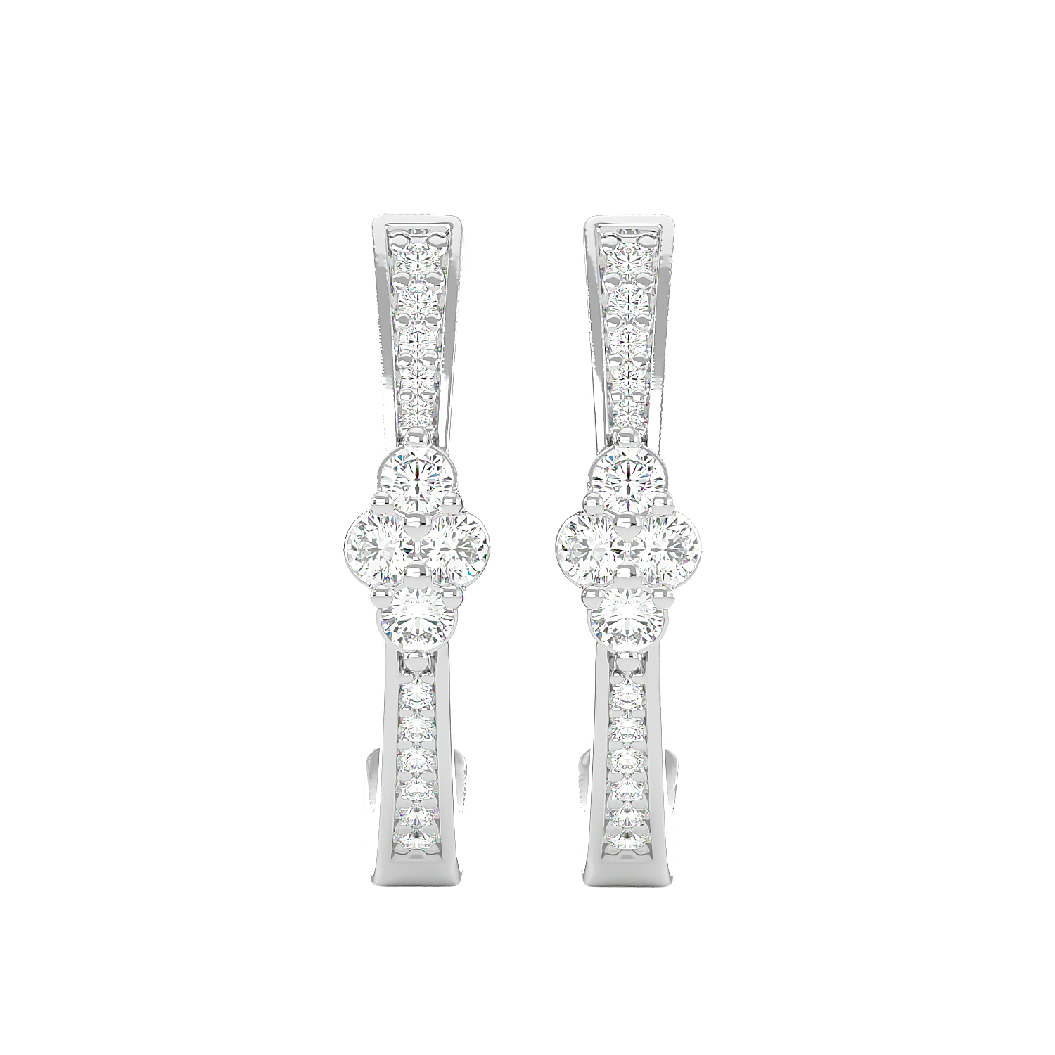 Diamond Cluster Half Hoop Earrings