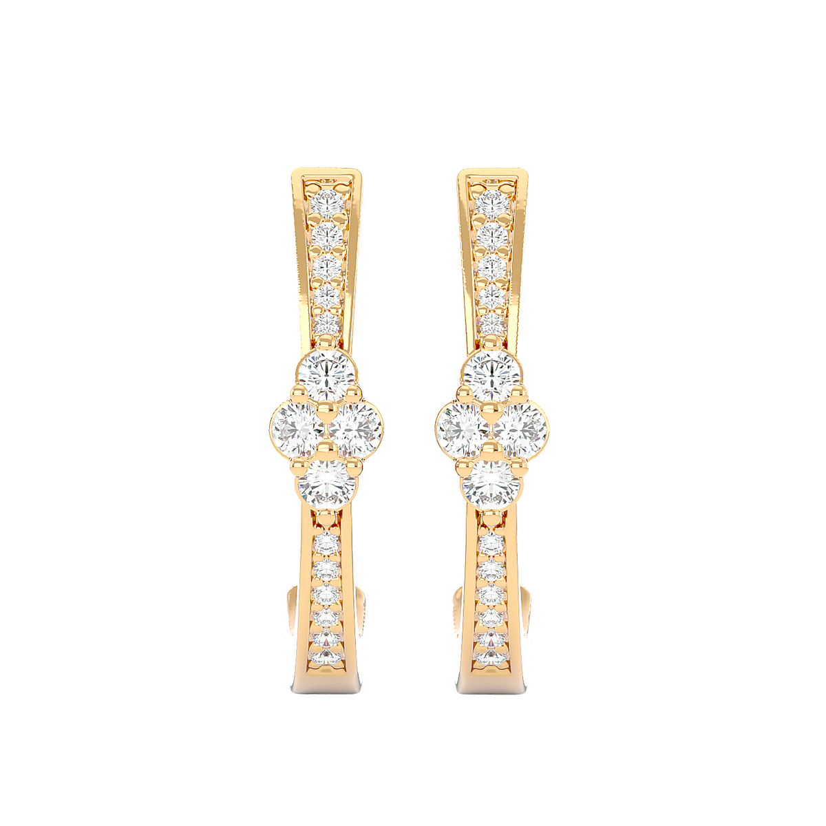 Diamond Cluster Half Hoop Earrings