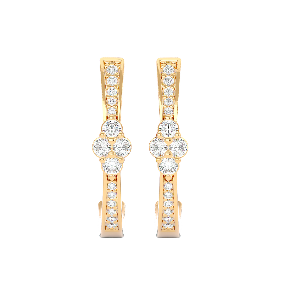 Diamond Cluster Half Hoop Earrings