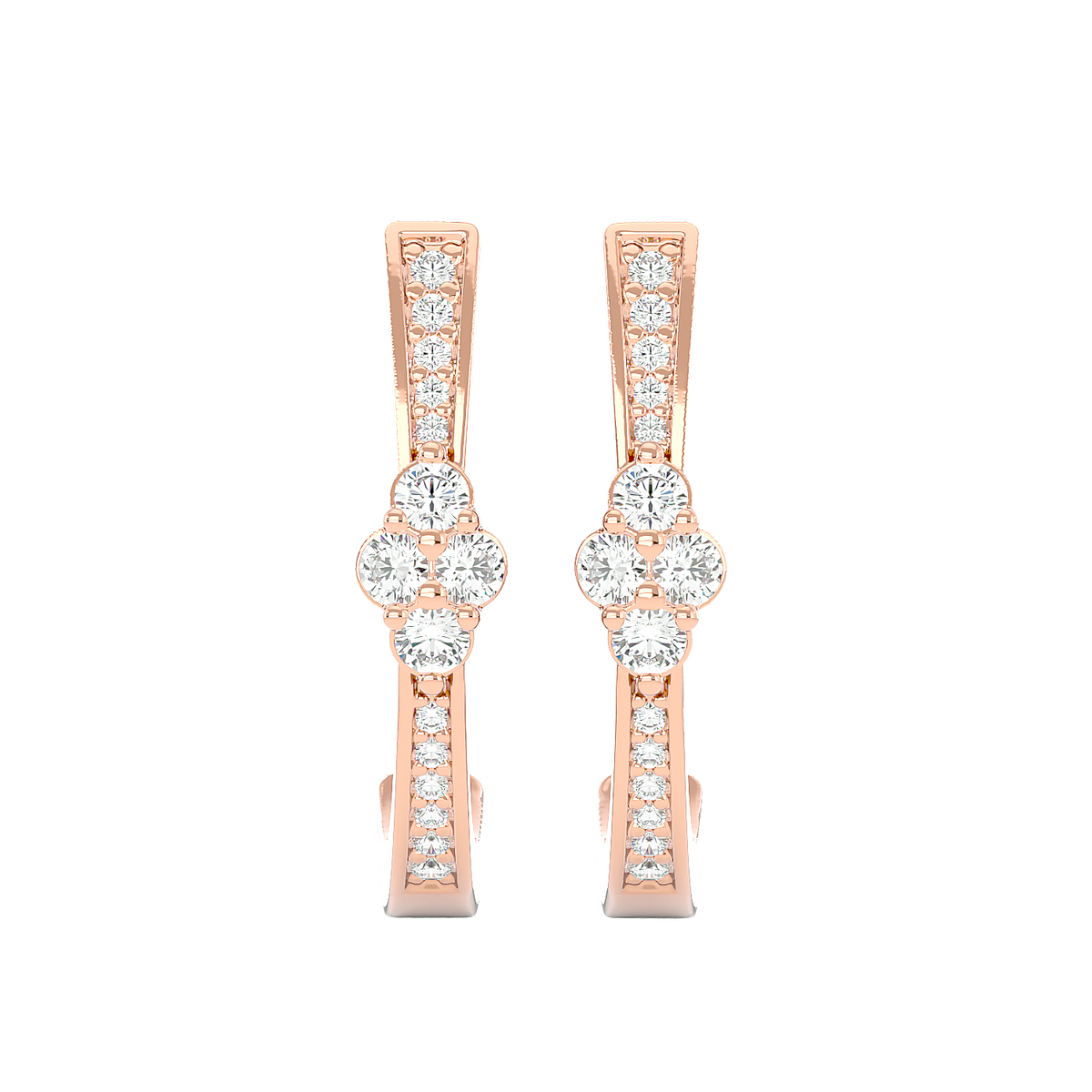 Diamond Cluster Half Hoop Earrings