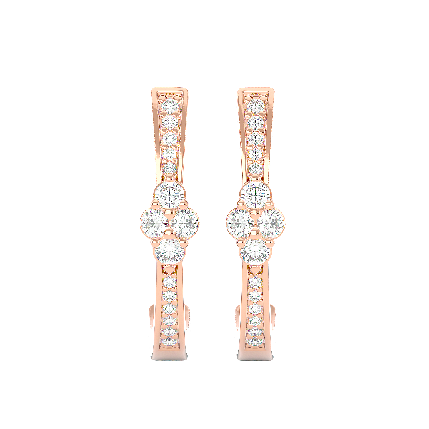 Diamond Cluster Half Hoop Earrings