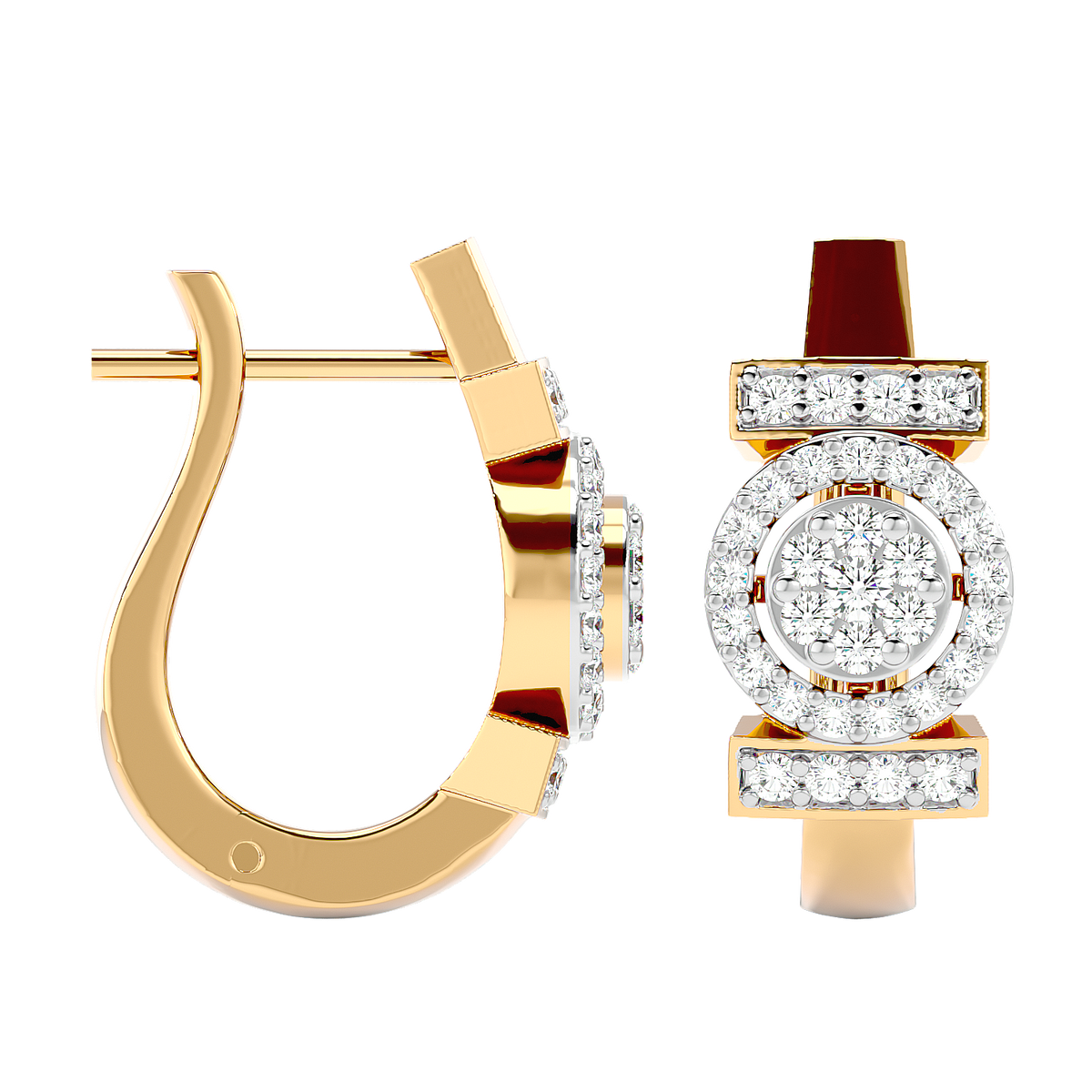 Elegant Diamond Halo Hoop Earrings in Gold