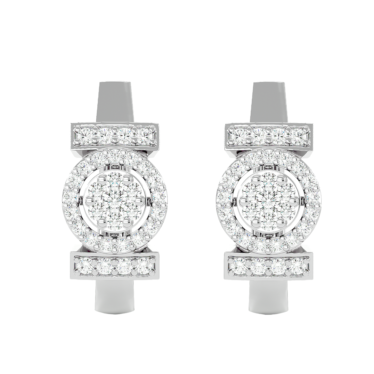 Elegant Diamond Halo Hoop Earrings in Gold