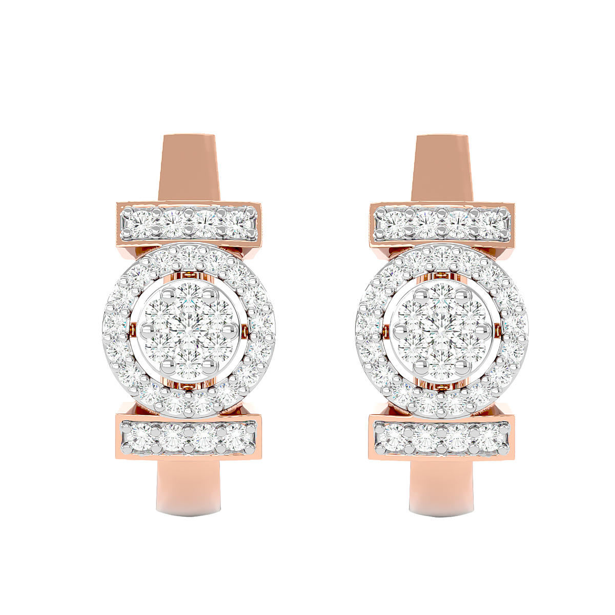 Elegant Diamond Halo Hoop Earrings in Gold