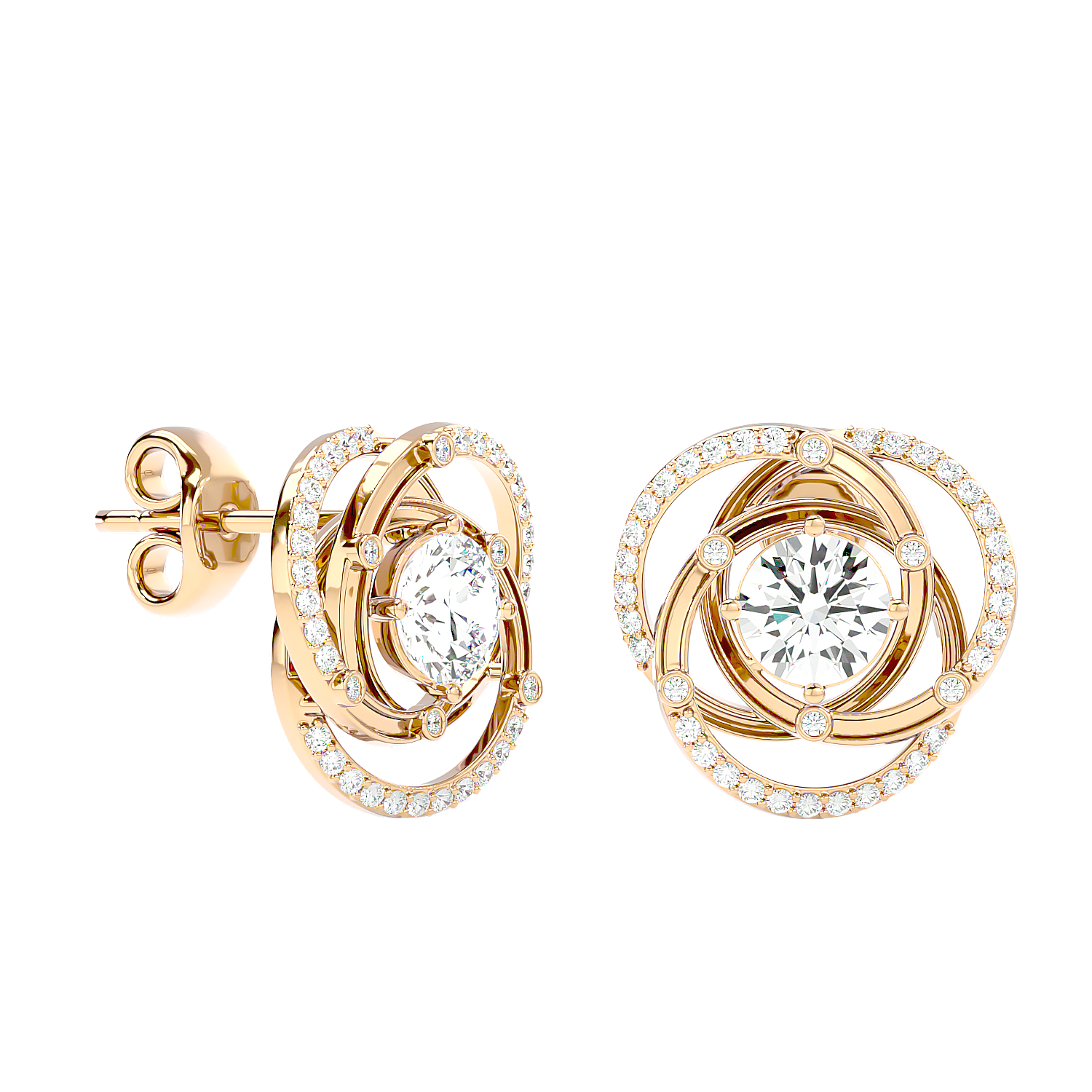 Swirl Halo Stud Earrings