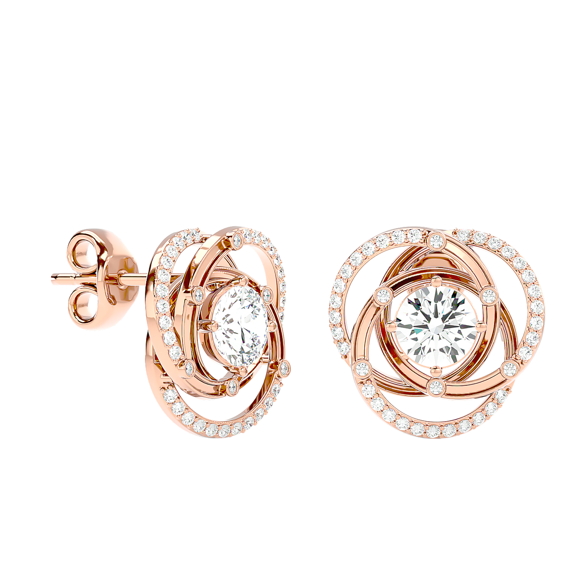 Swirl Halo Stud Earrings