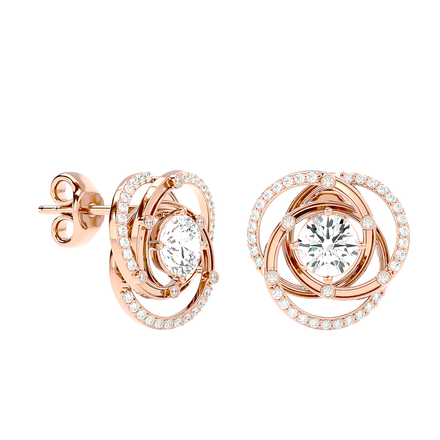 Swirl Halo Stud Earrings