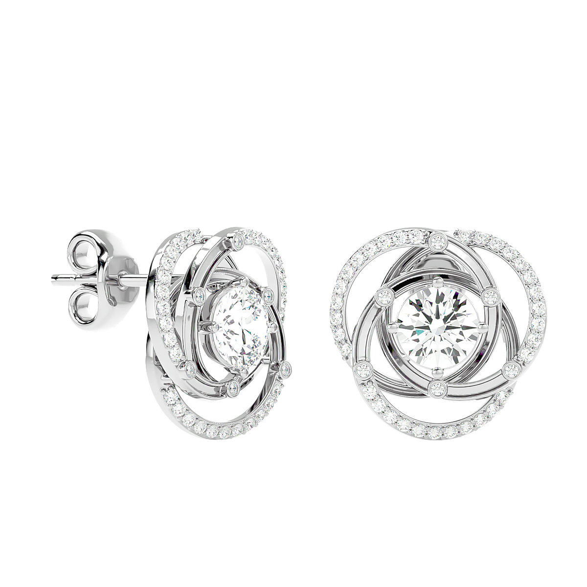 Swirl Halo Stud Earrings