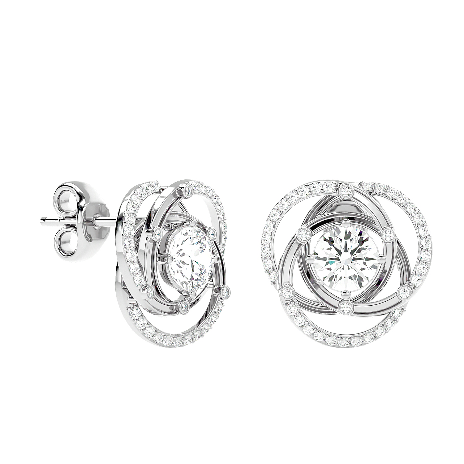Swirl Halo Stud Earrings