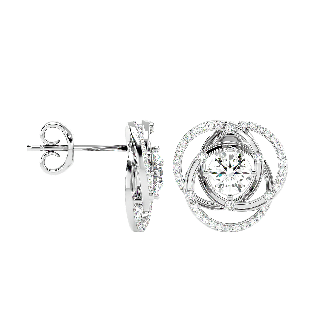 Swirl Halo Stud Earrings