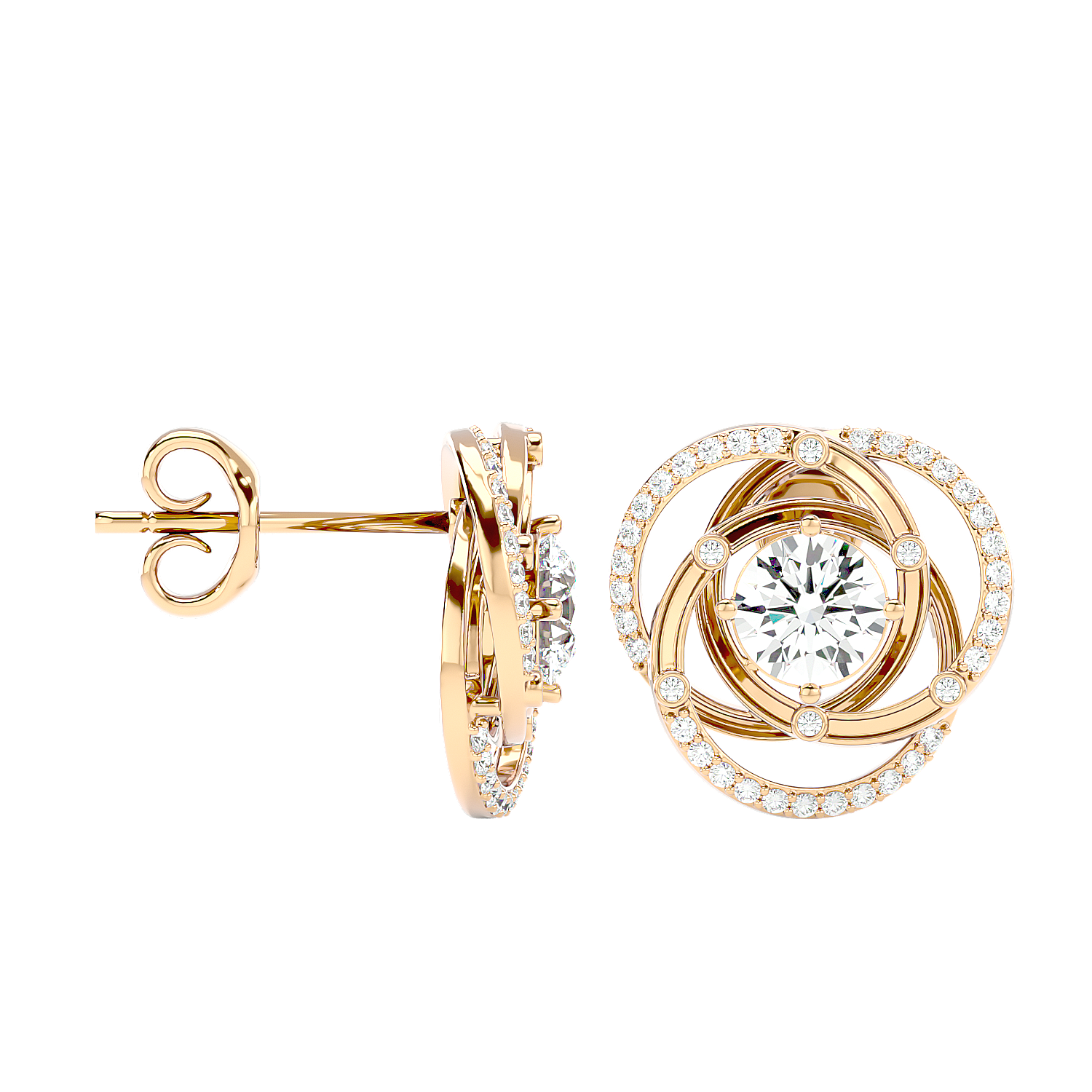Swirl Halo Stud Earrings