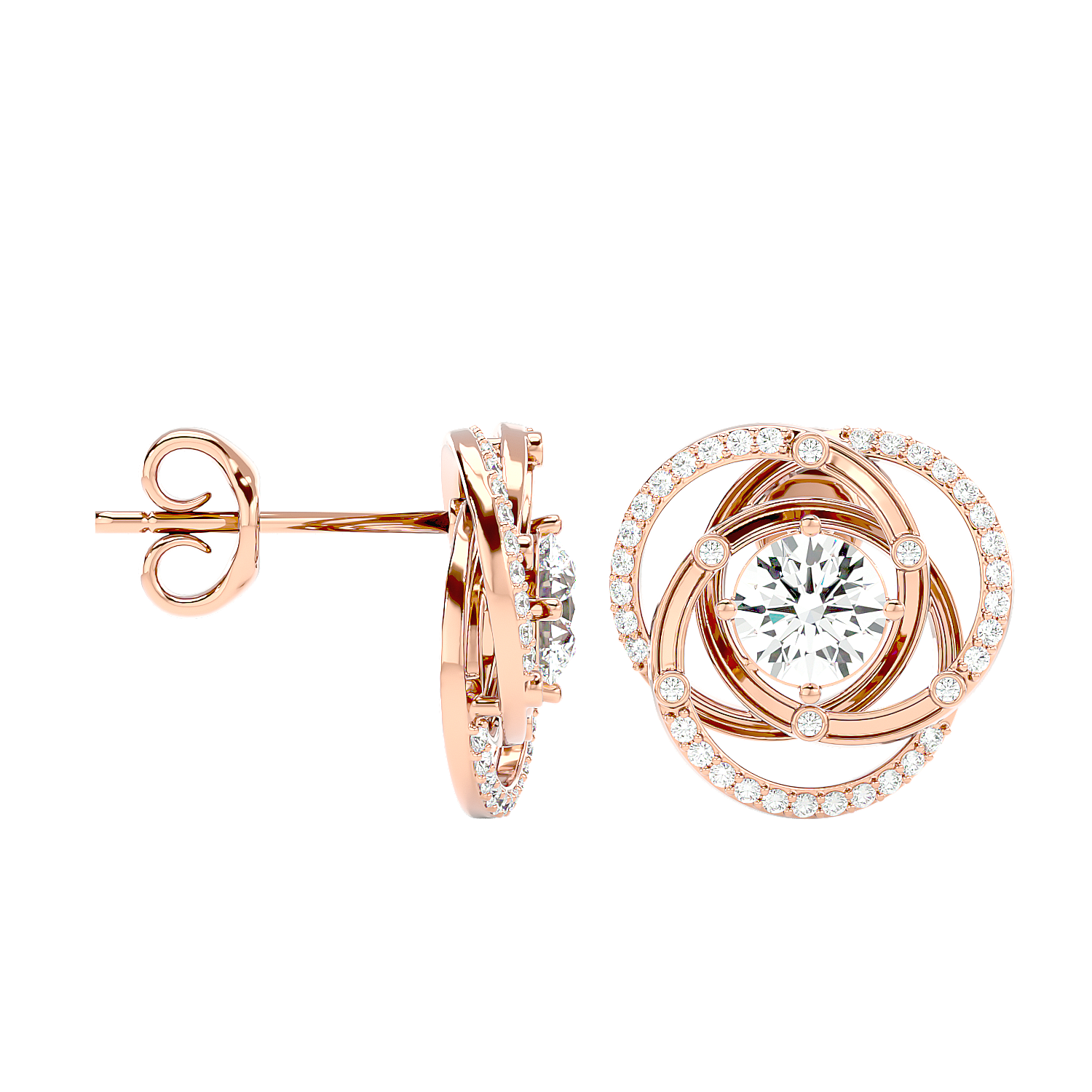 Swirl Halo Stud Earrings