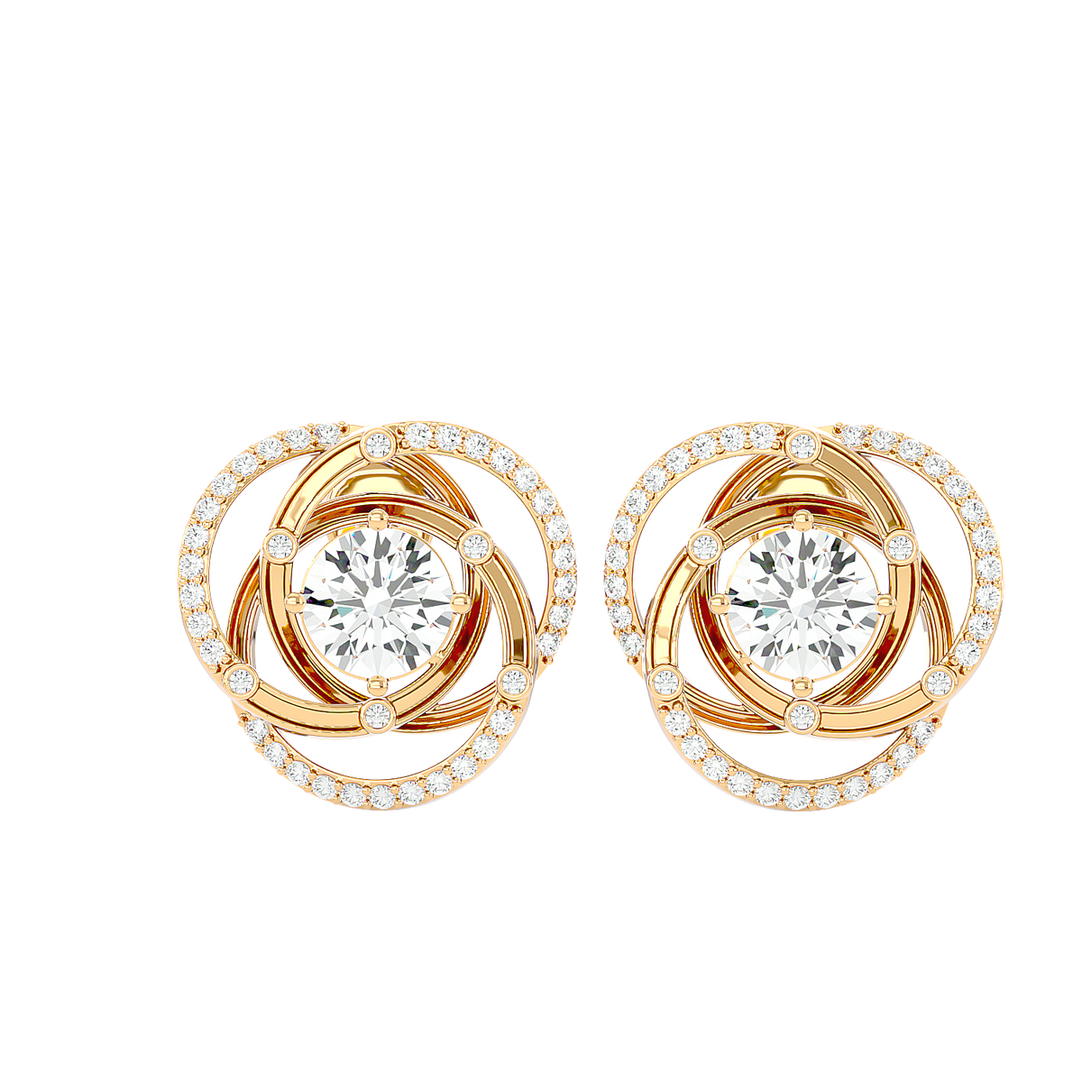 Swirl Halo Stud Earrings