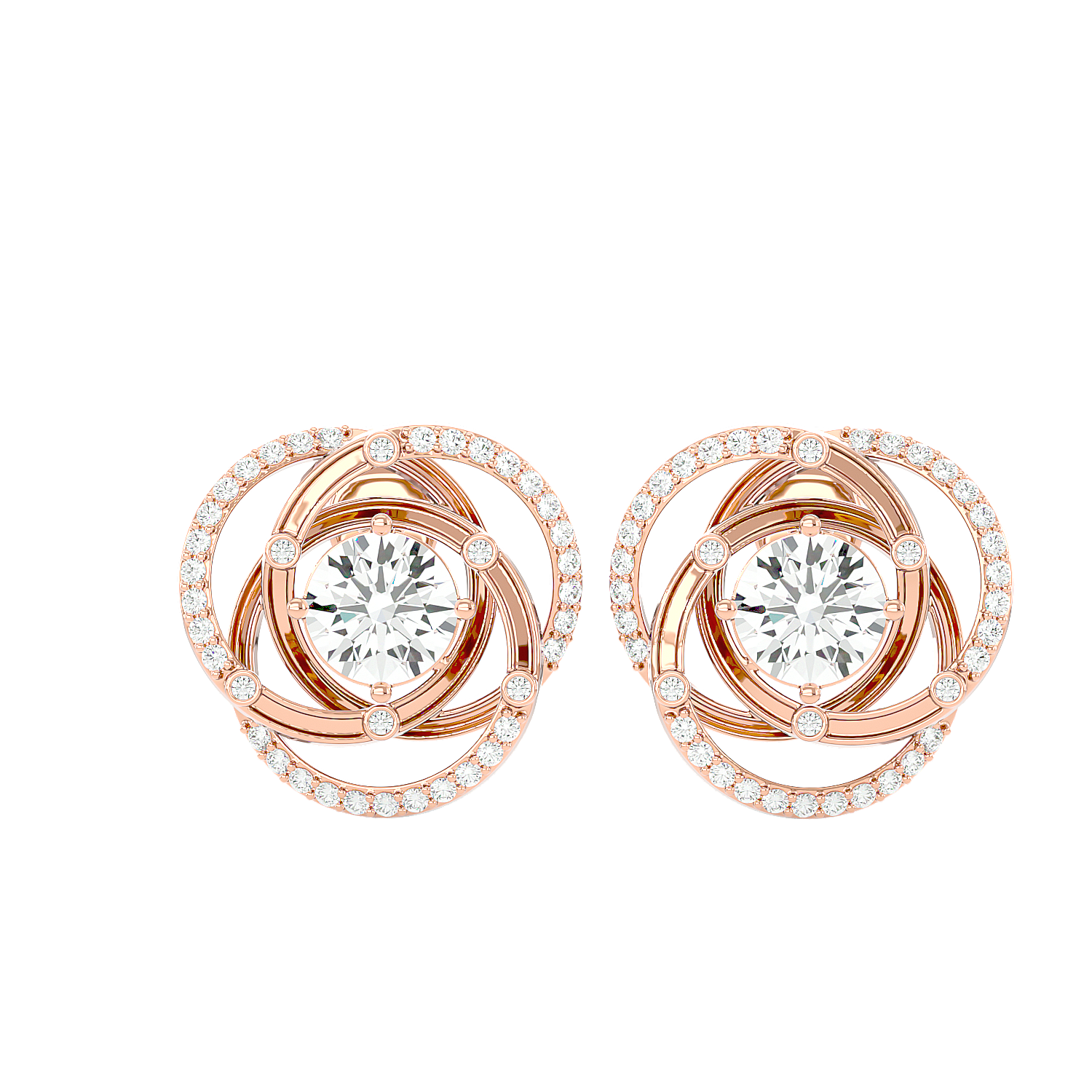 Swirl Halo Stud Earrings