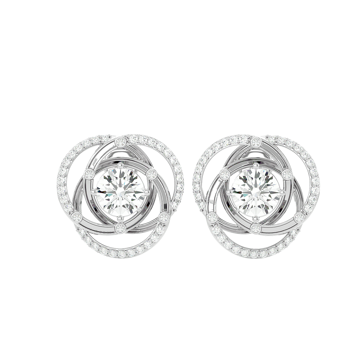 Swirl Halo Stud Earrings