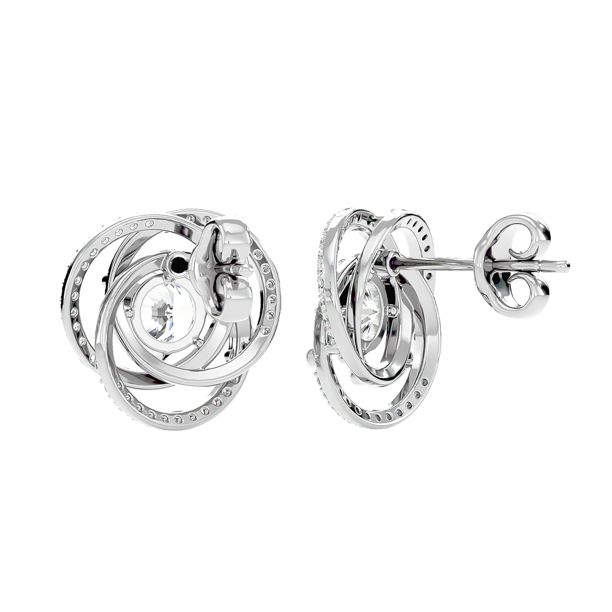 Swirl Halo Stud Earrings
