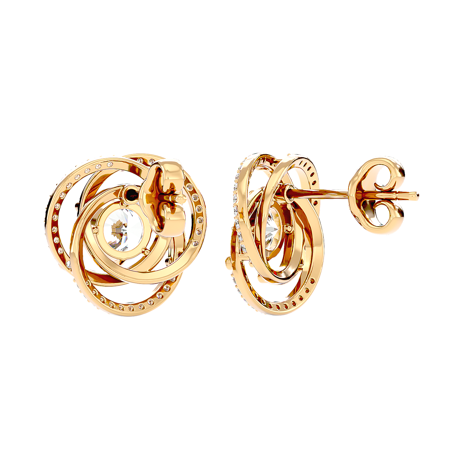 Swirl Halo Stud Earrings