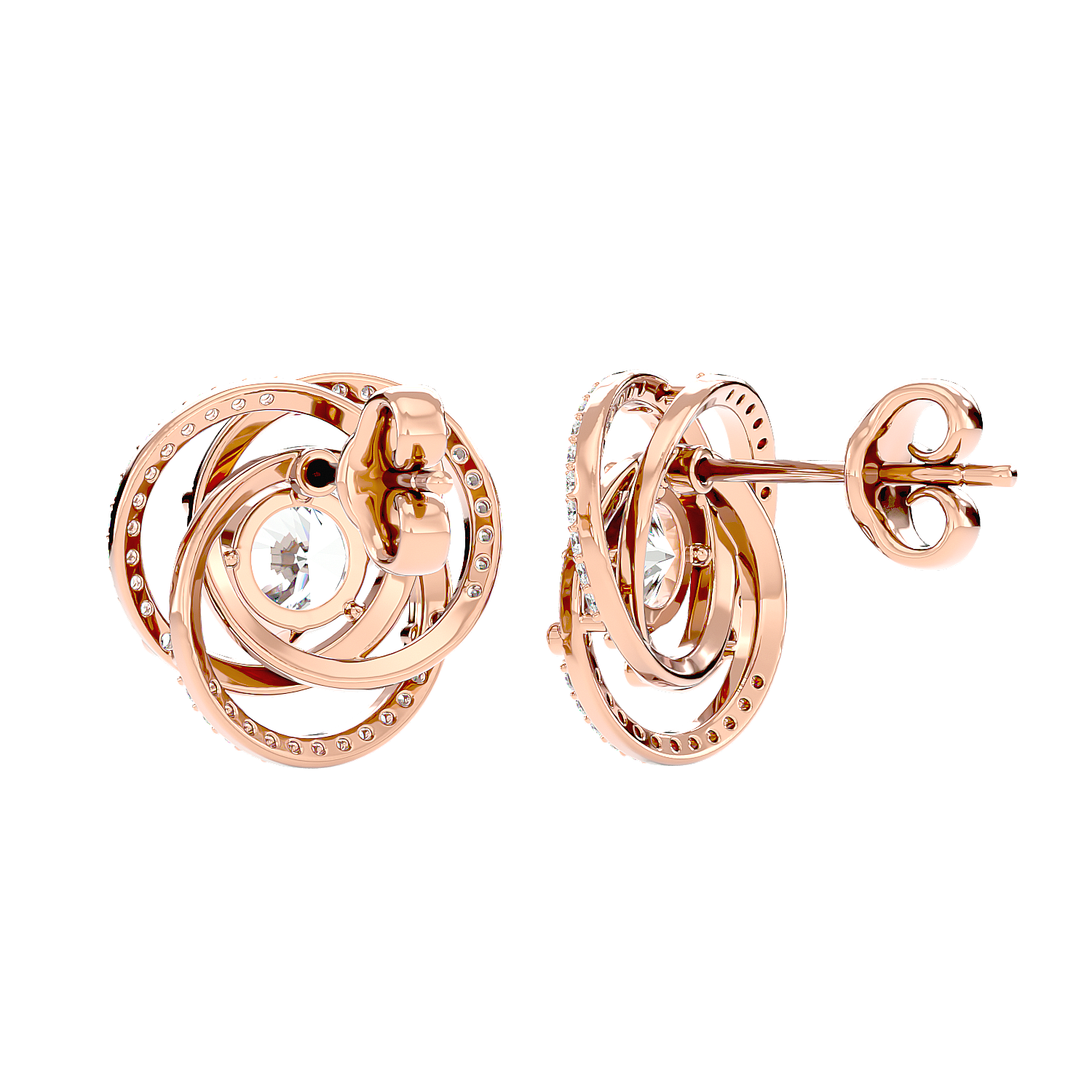Swirl Halo Stud Earrings