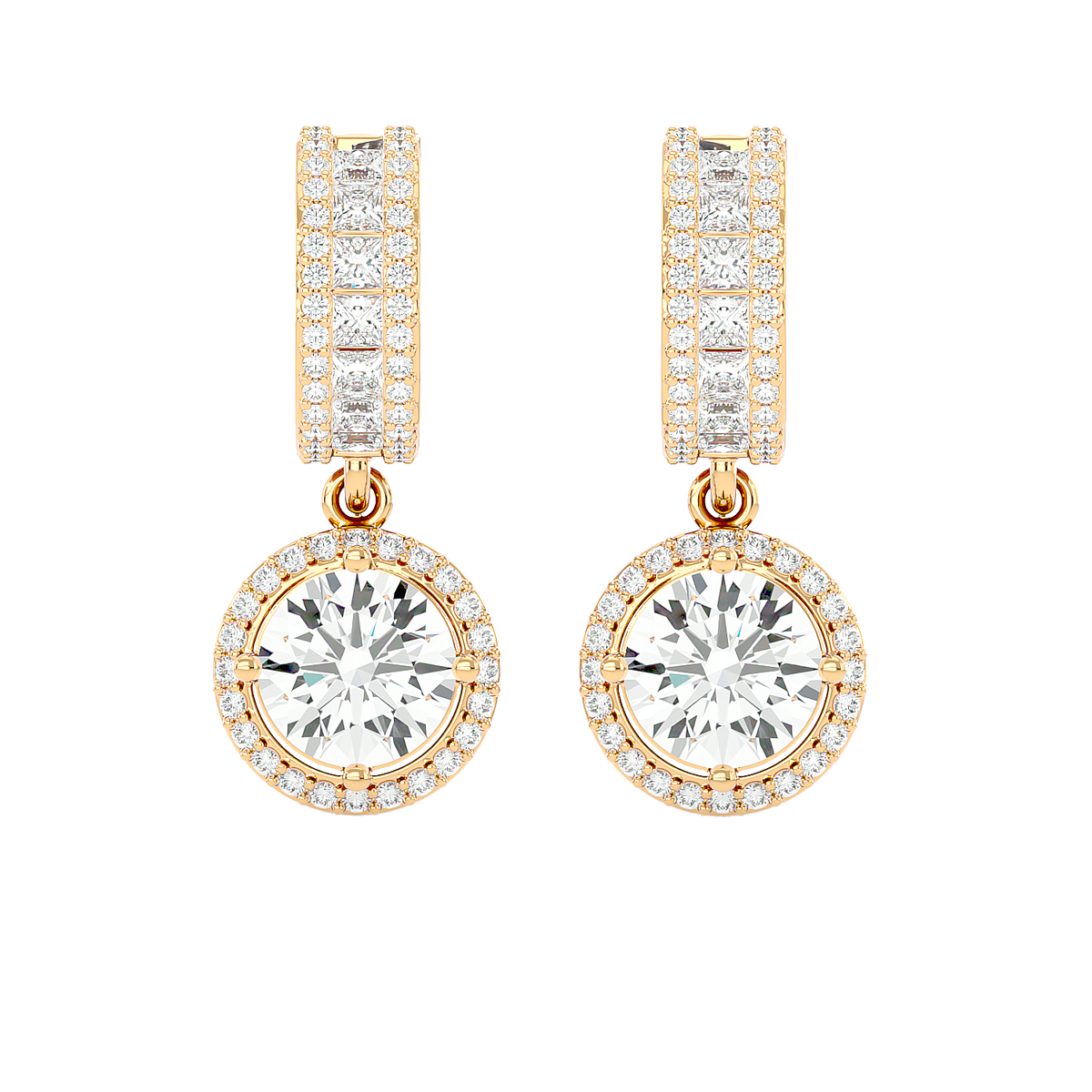 Diamond Halo Drop Earrings