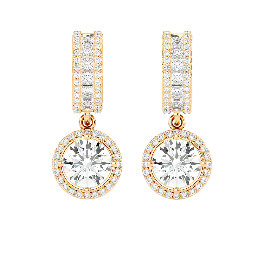 Diamond Halo Drop Earrings
