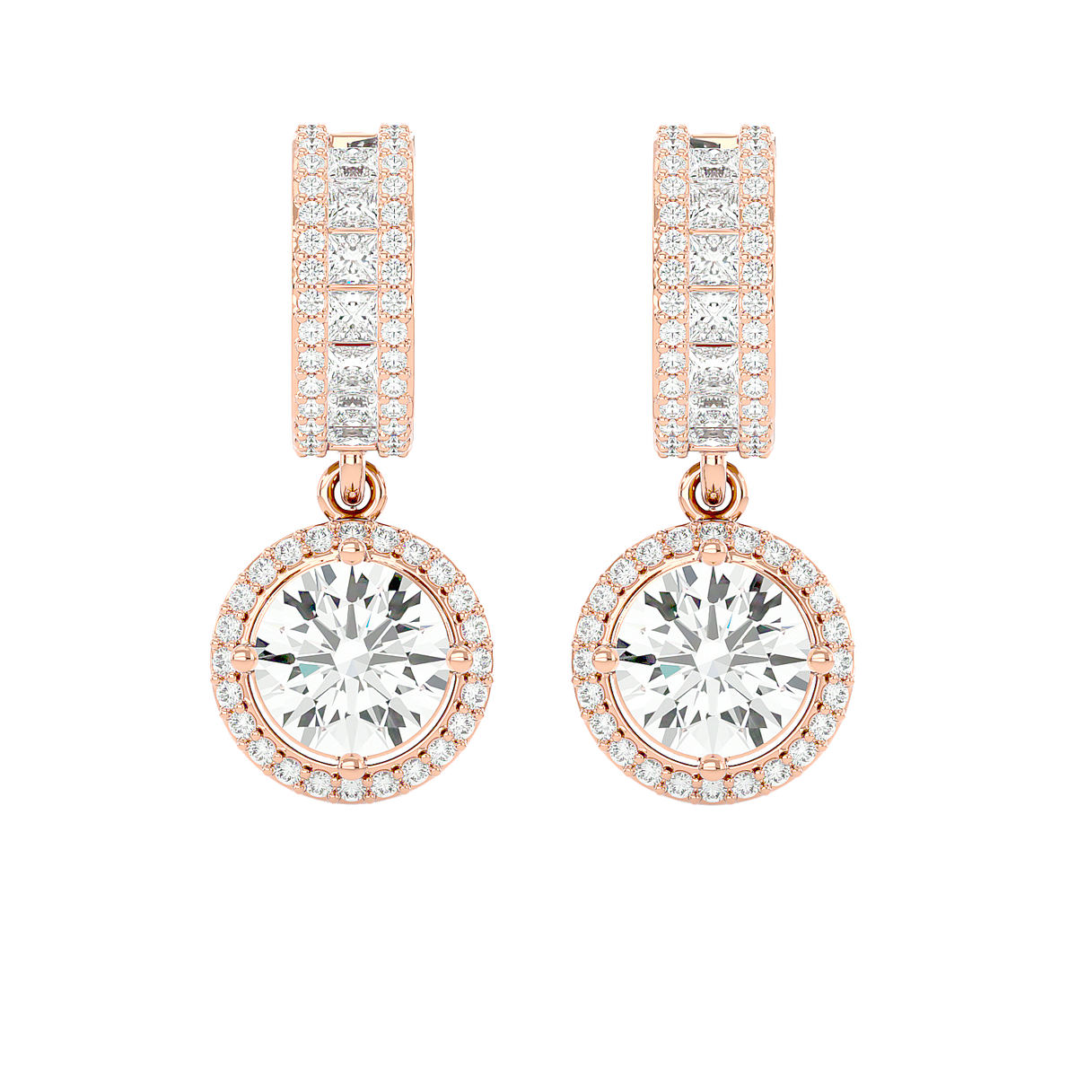 Diamond Halo Drop Earrings