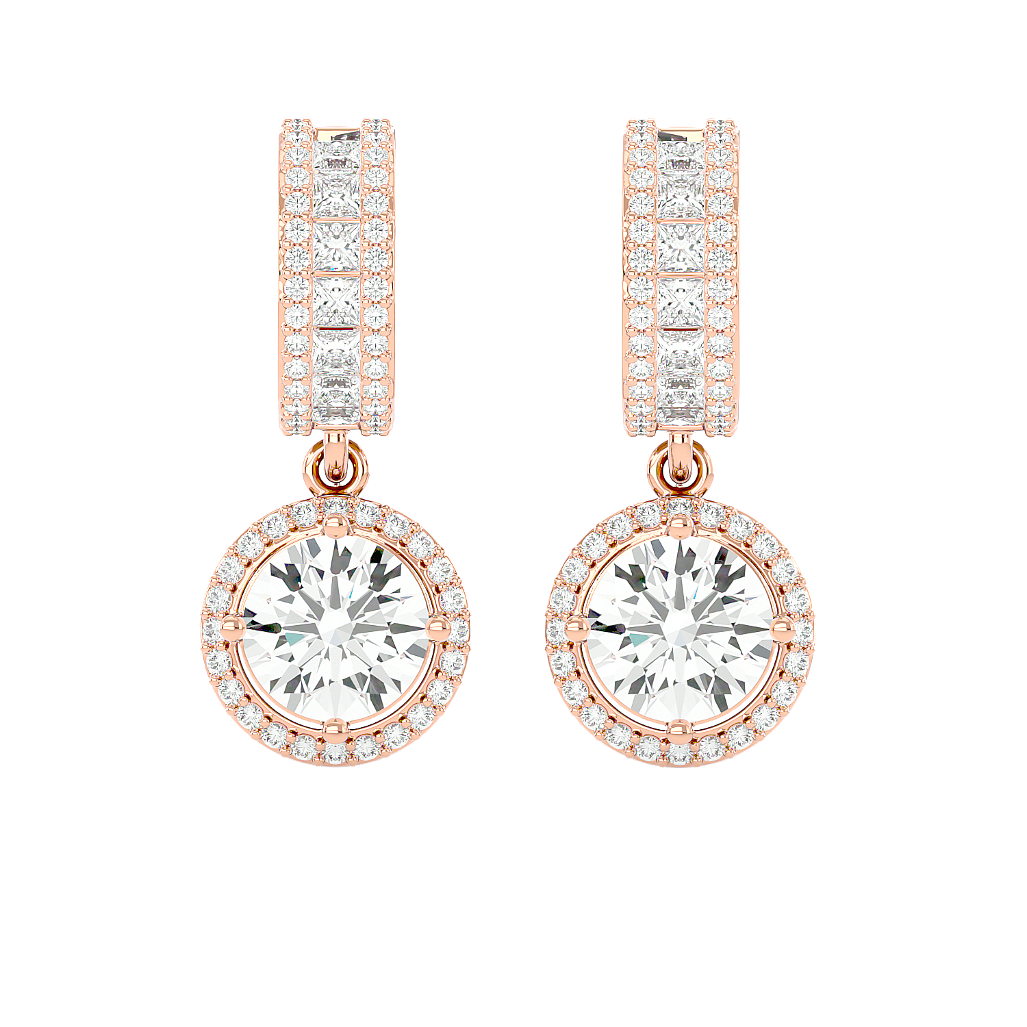 Diamond Halo Drop Earrings