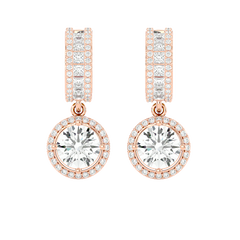 Diamond Halo Drop Earrings