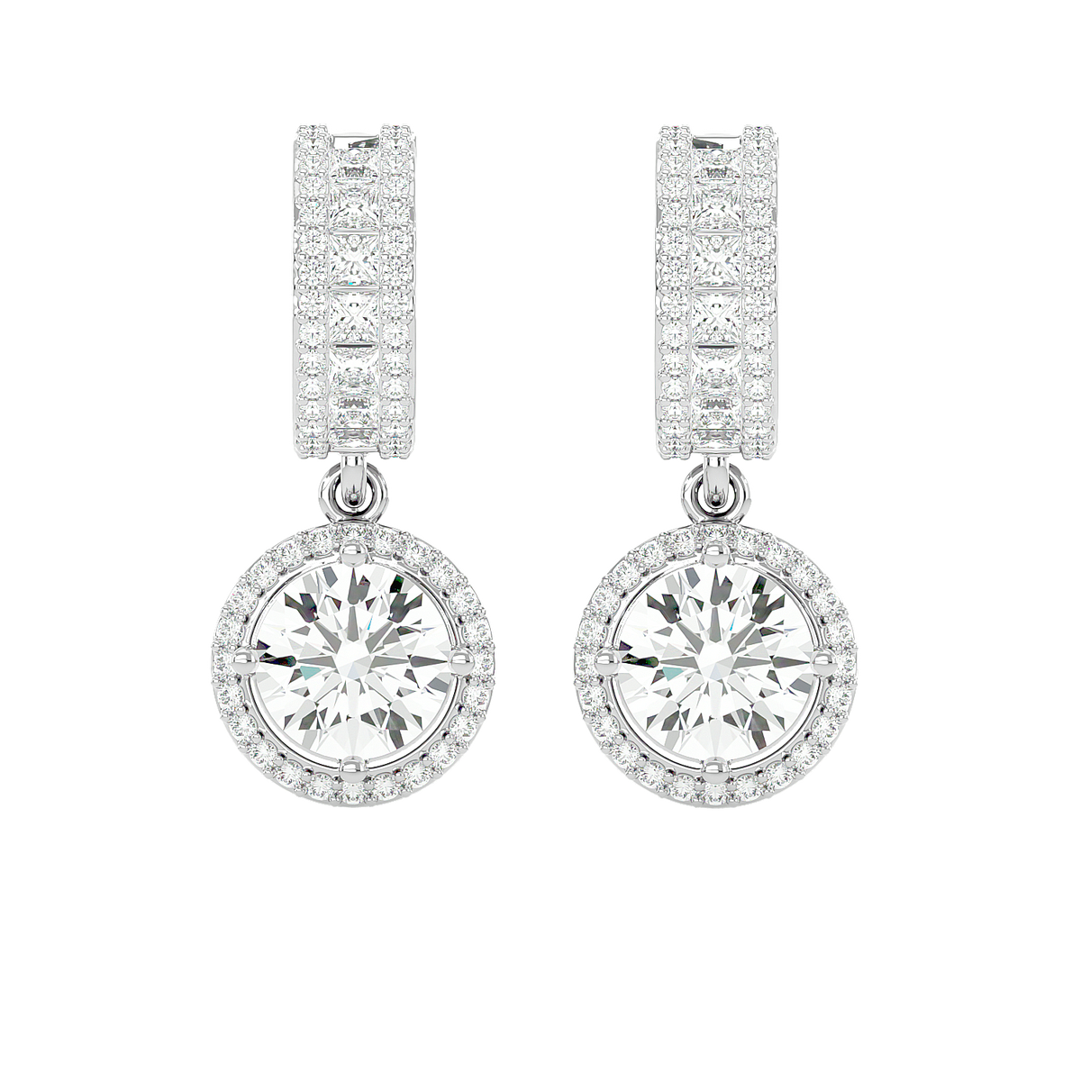 Diamond Halo Drop Earrings