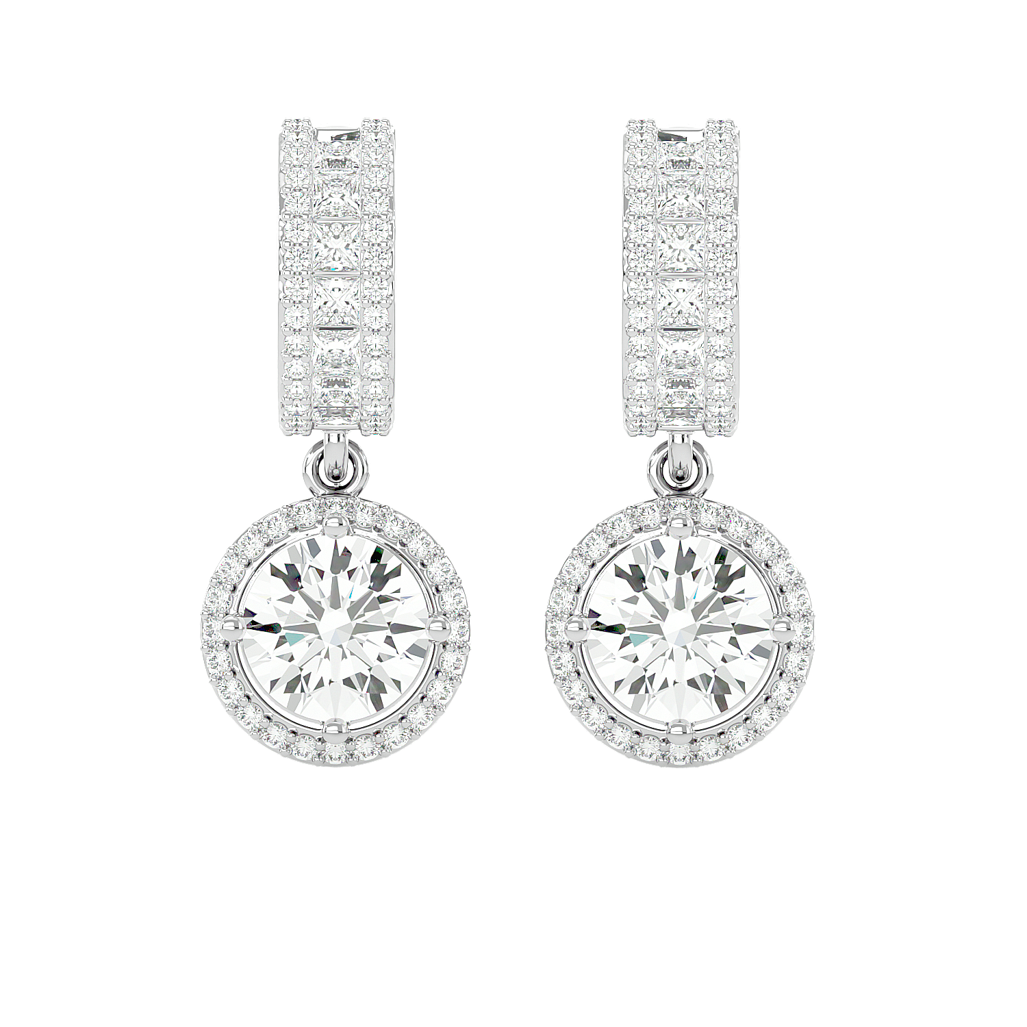 Diamond Halo Drop Earrings