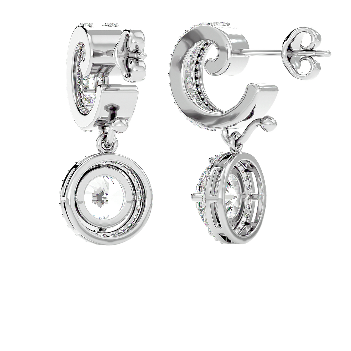 Diamond Halo Drop Earrings