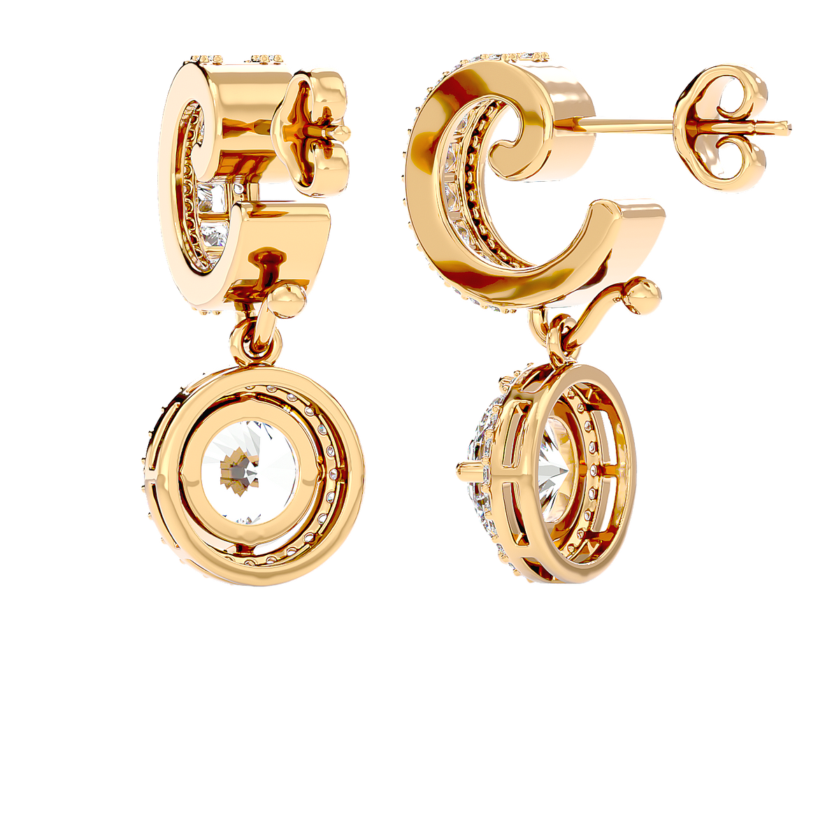 Diamond Halo Drop Earrings
