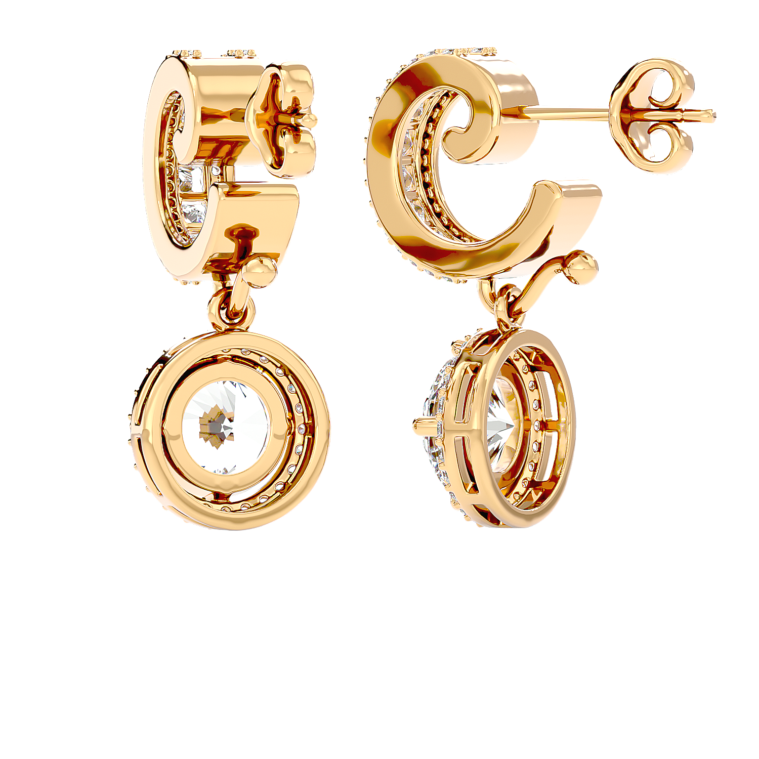 Diamond Halo Drop Earrings
