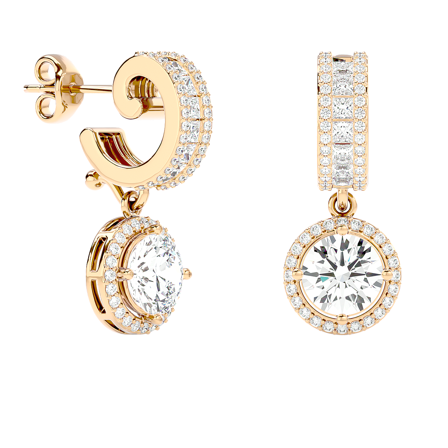 Diamond Halo Drop Earrings
