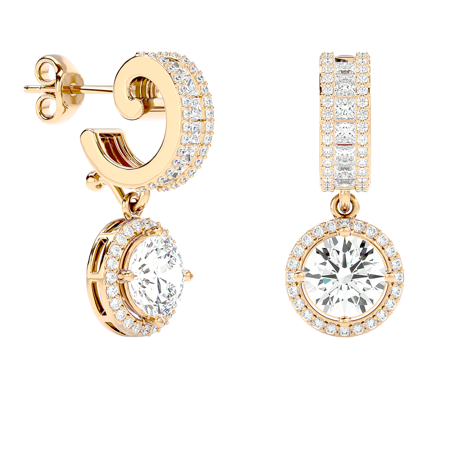 Diamond Halo Drop Earrings