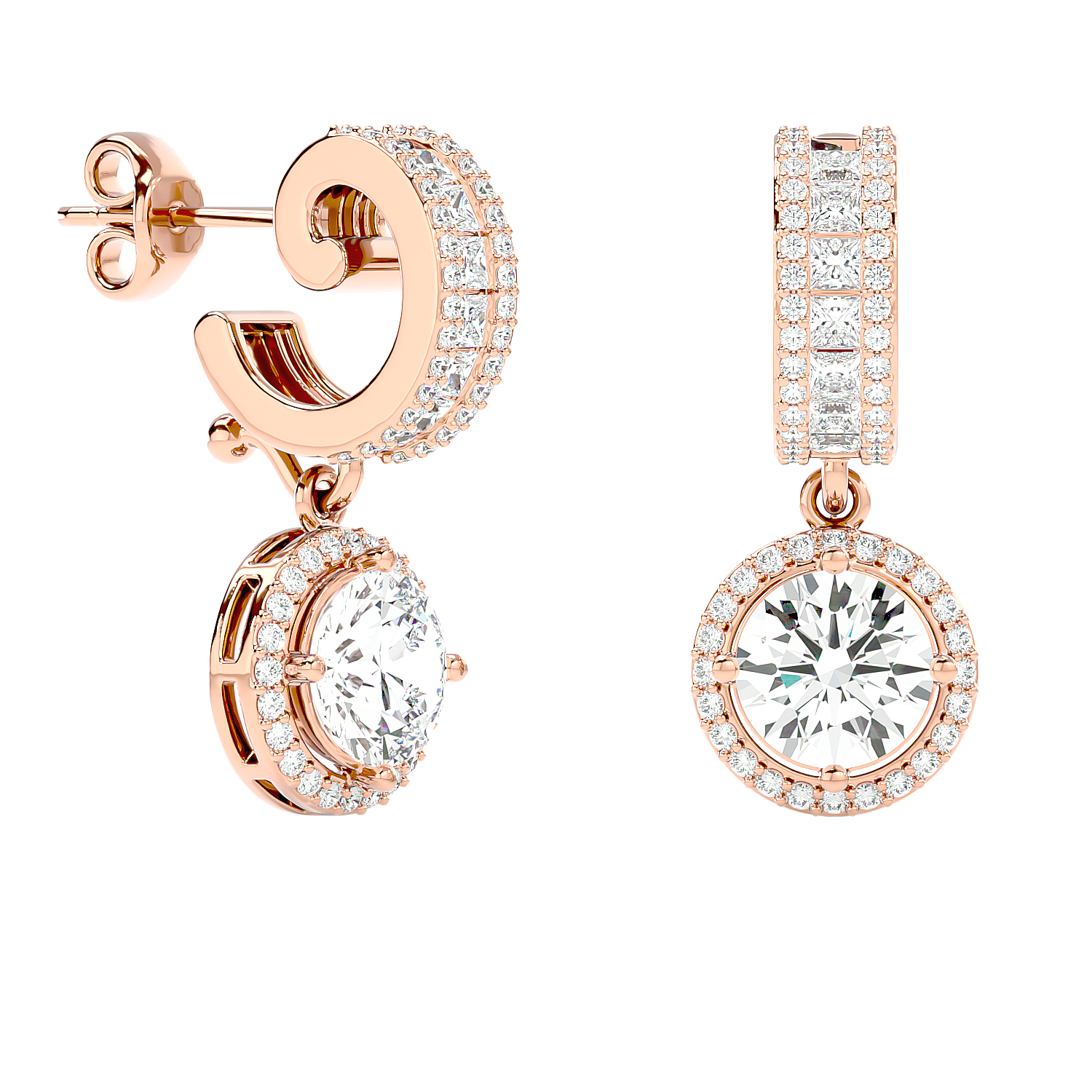 Diamond Halo Drop Earrings