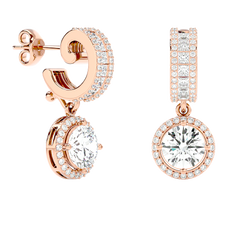 Diamond Halo Drop Earrings