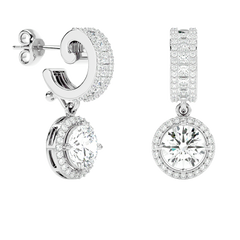 Diamond Halo Drop Earrings