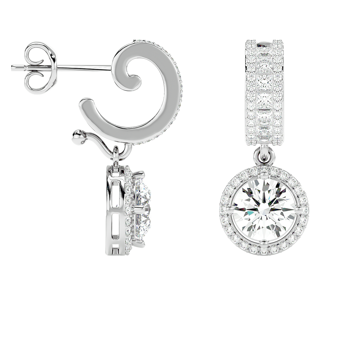 Diamond Halo Drop Earrings