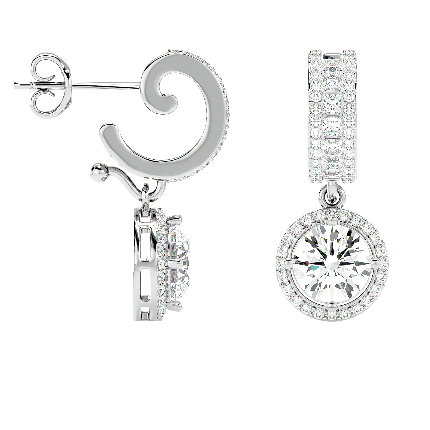 Diamond Halo Drop Earrings