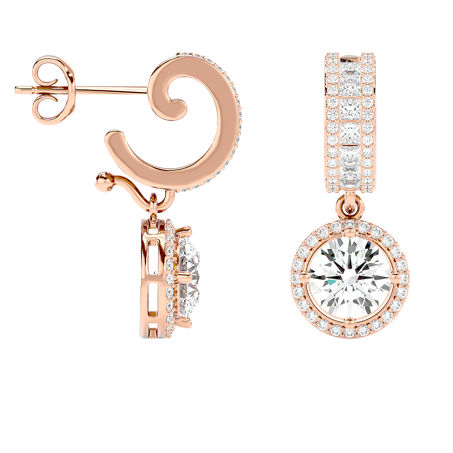 Diamond Halo Drop Earrings