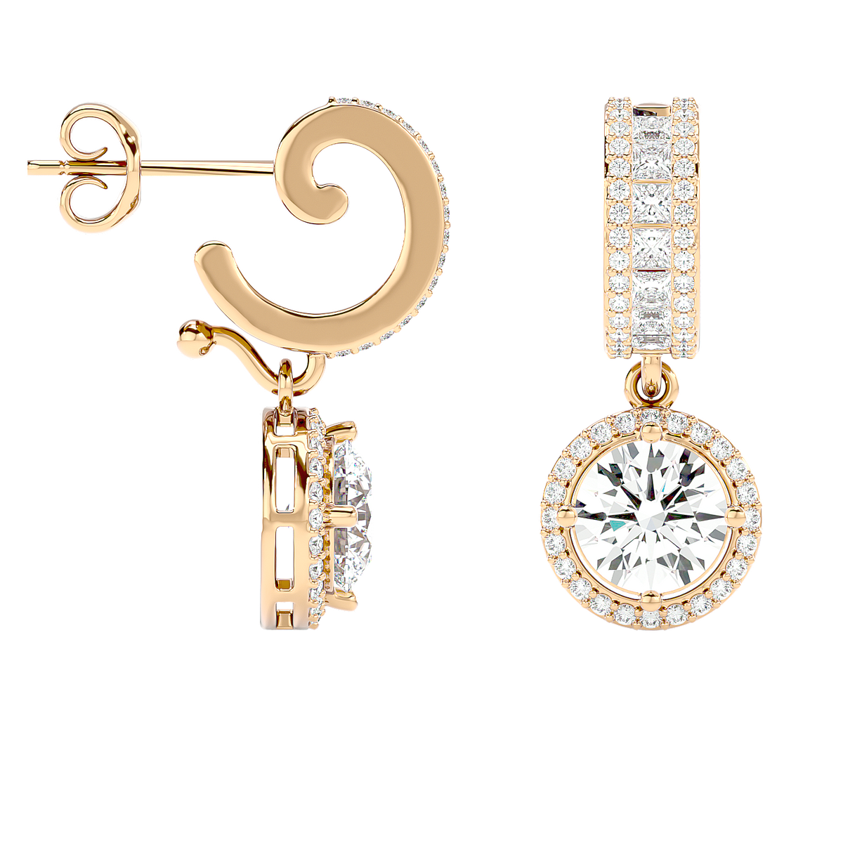 Diamond Halo Drop Earrings