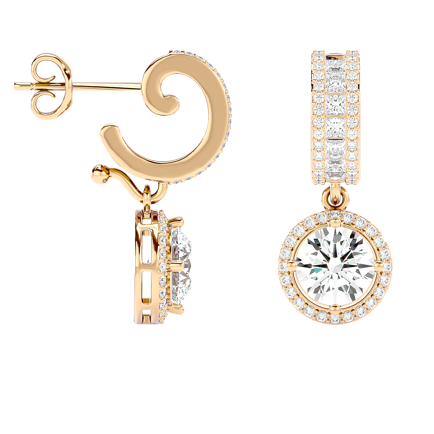 Diamond Halo Drop Earrings