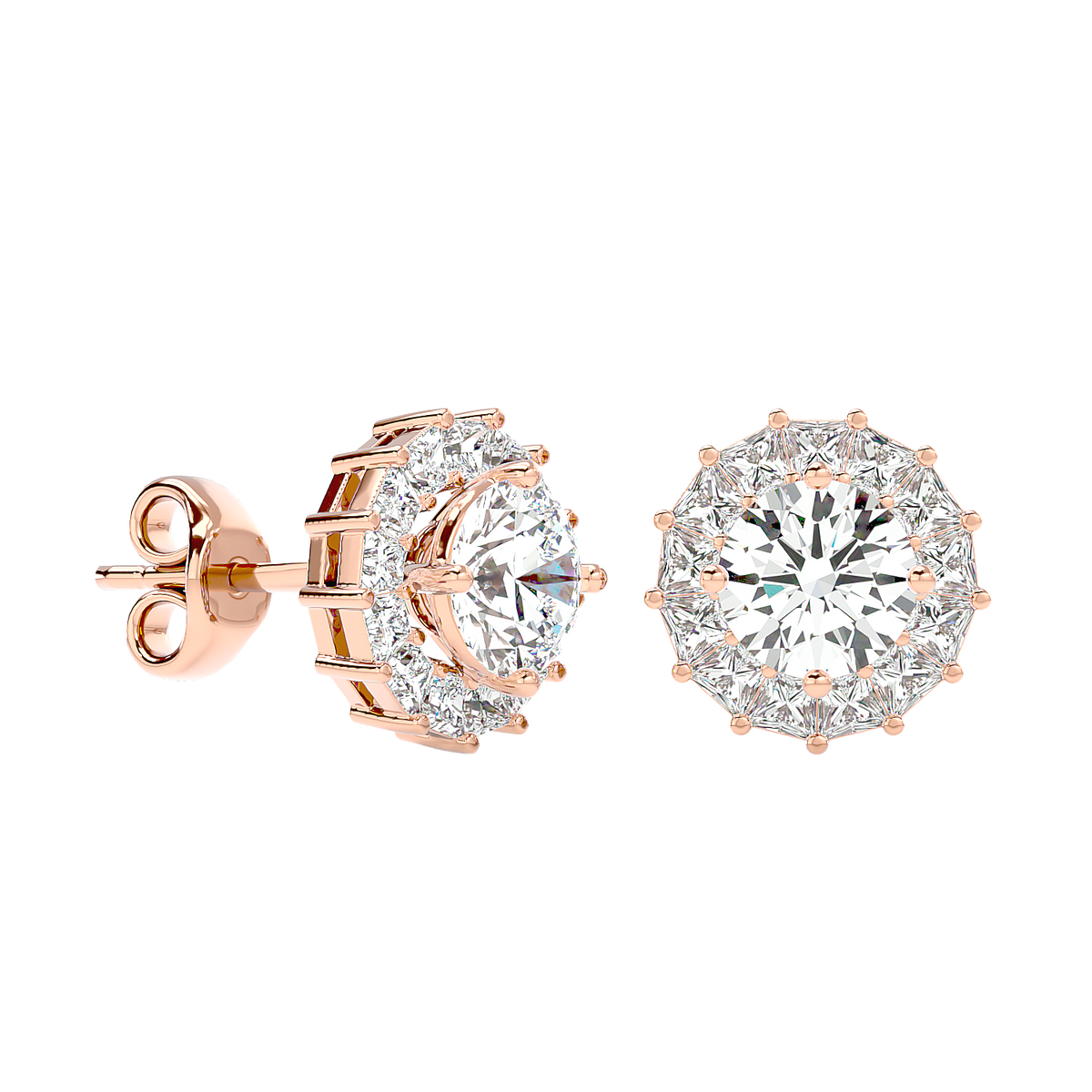 Diamond Sunburst Stud Earrings