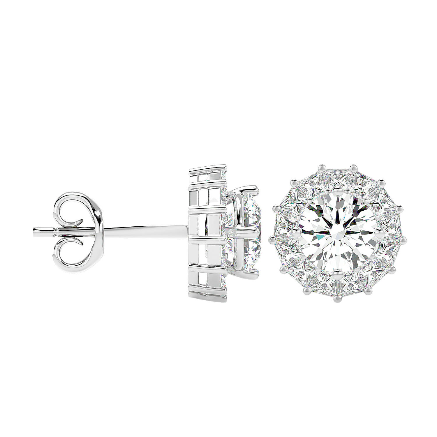 Diamond Sunburst Stud Earrings