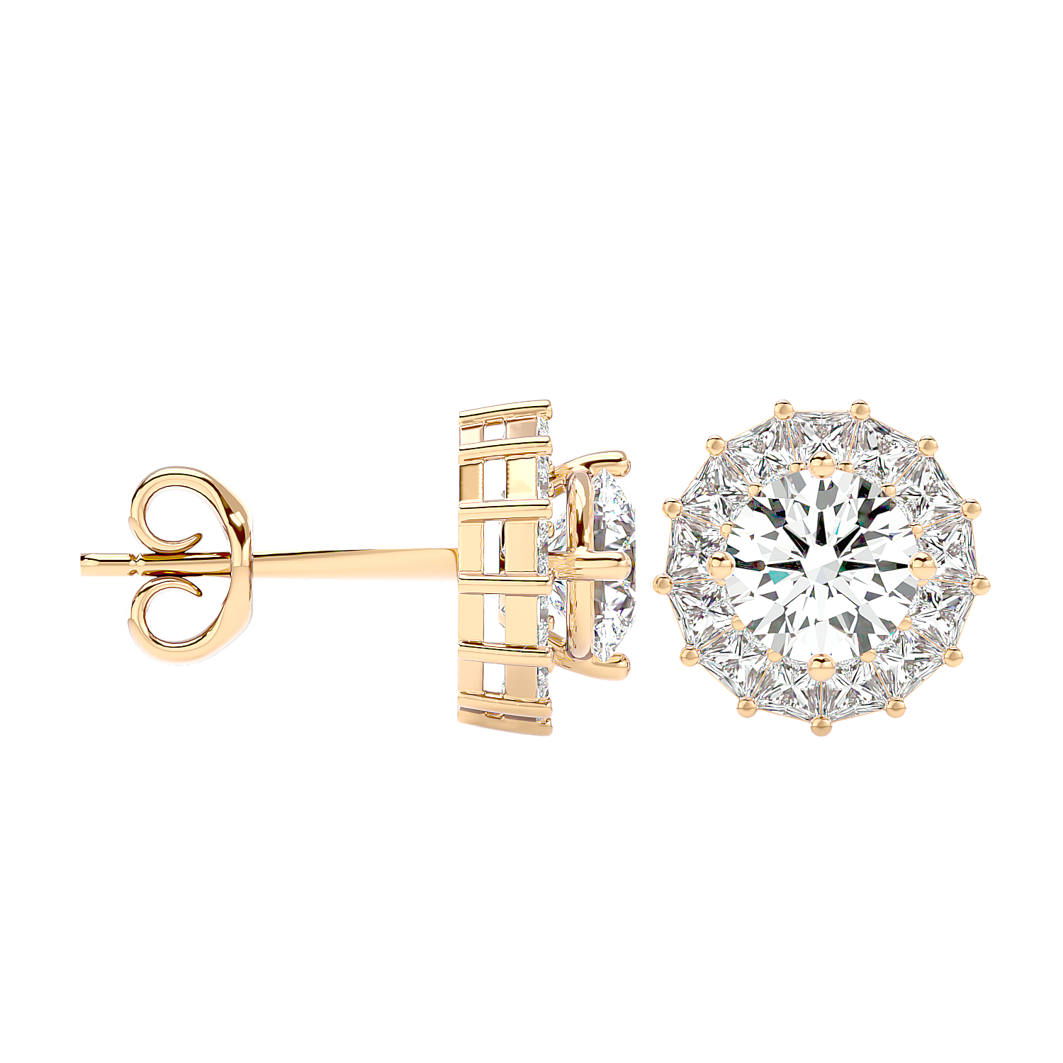 Diamond Sunburst Stud Earrings